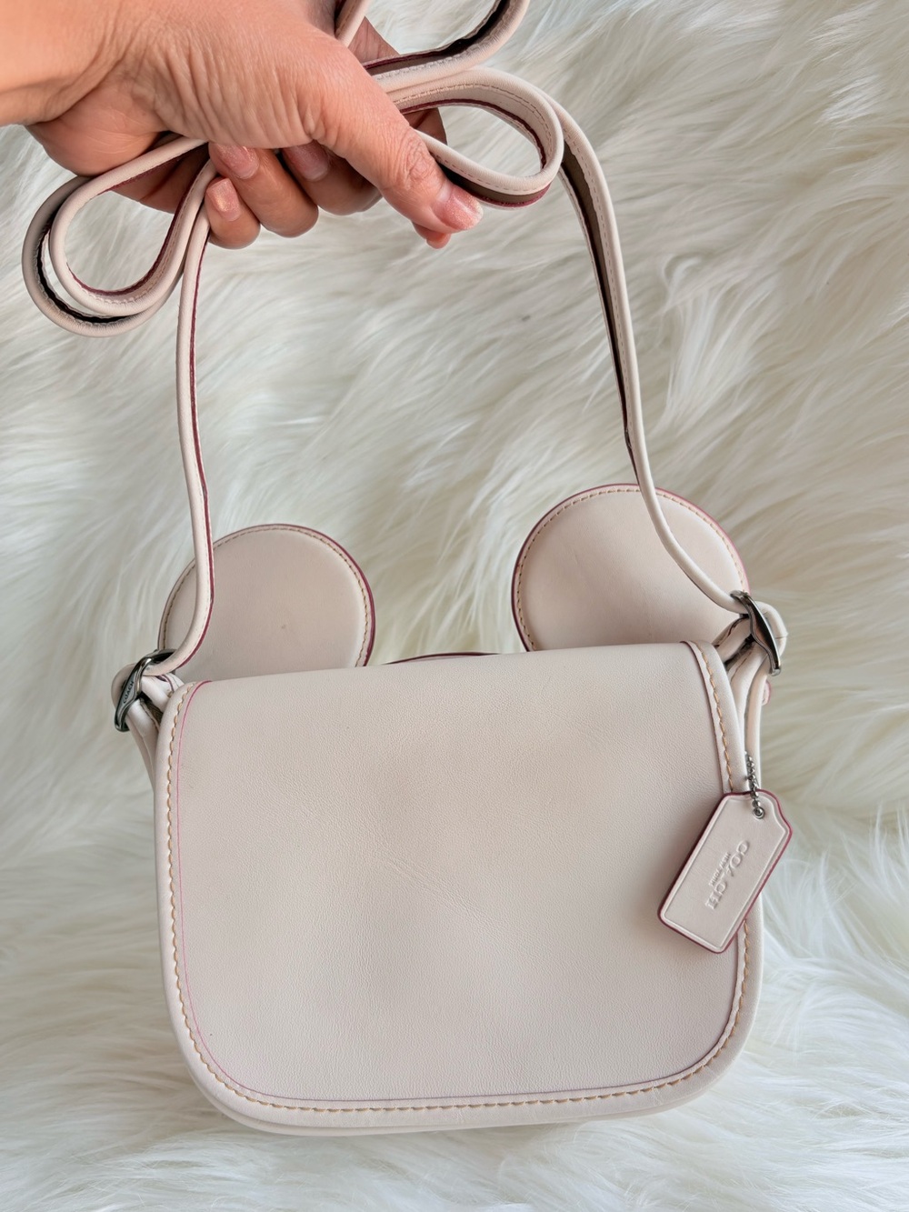 LIMITED EDITION! Disney x COACH Mickey Ears Crossbody Saddle Bag 23 Chalk White